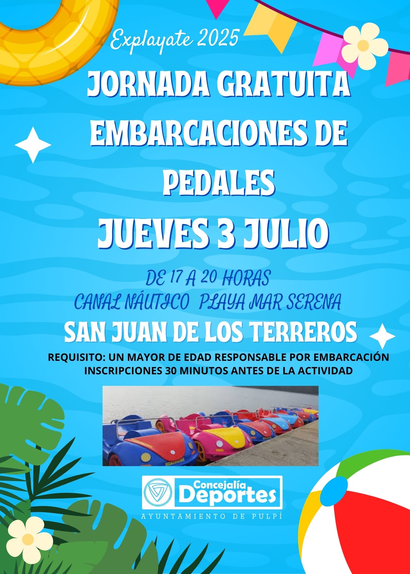 JORNADA GRATUITA HIDROPEDALES JUEVES 3 JULIO DE 17 A 20 HORAS